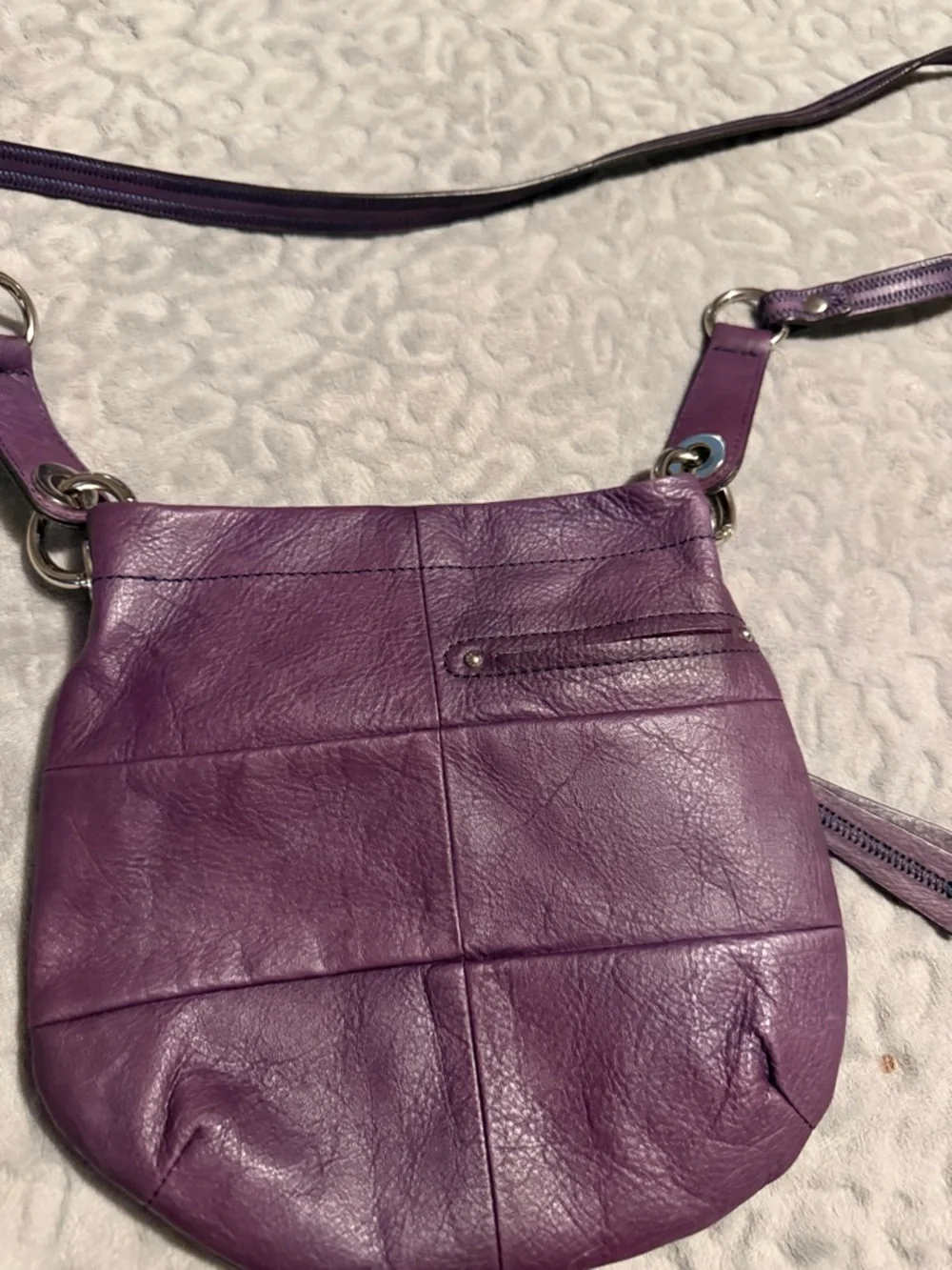 b. makowsky Purple Leather Crossbody with Front Zip